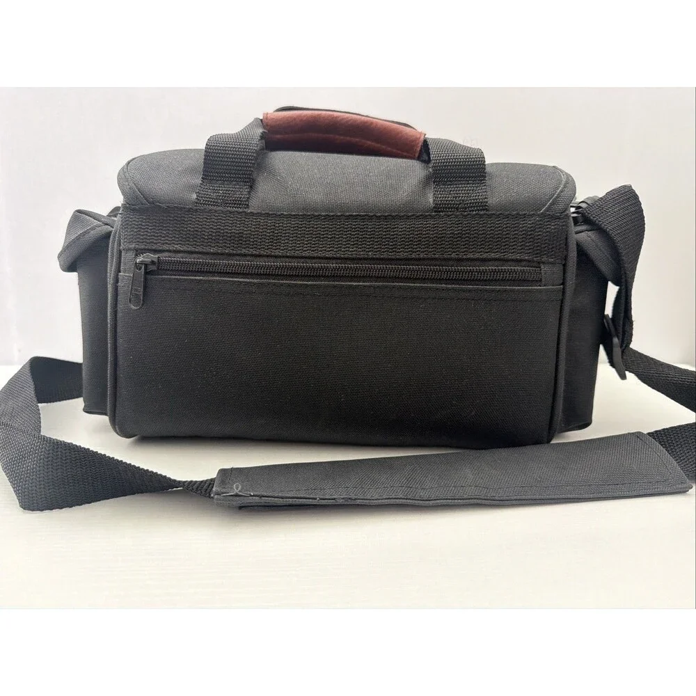 Vintage Canon Black Camera Bag Shoulder Strap Carry Case Leather Accents
